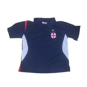 Navy Blue & Red England Button Down Short Sleeve Shirt